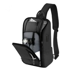 Sacoche bandoulière homme multipoche avec port USB, vue principale