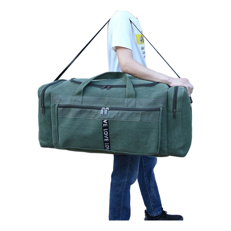 Sacoche bandouliere homme polochon de voyage en toile 3 Sacoche bandouliere homme polochon de voyage en toile, vue de face