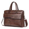 Sacoche bandoulière homme porte-documents en cuir PU brun, vue principale
