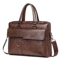 Sacoche bandoulière homme porte-documents en cuir PU brun, vue principale