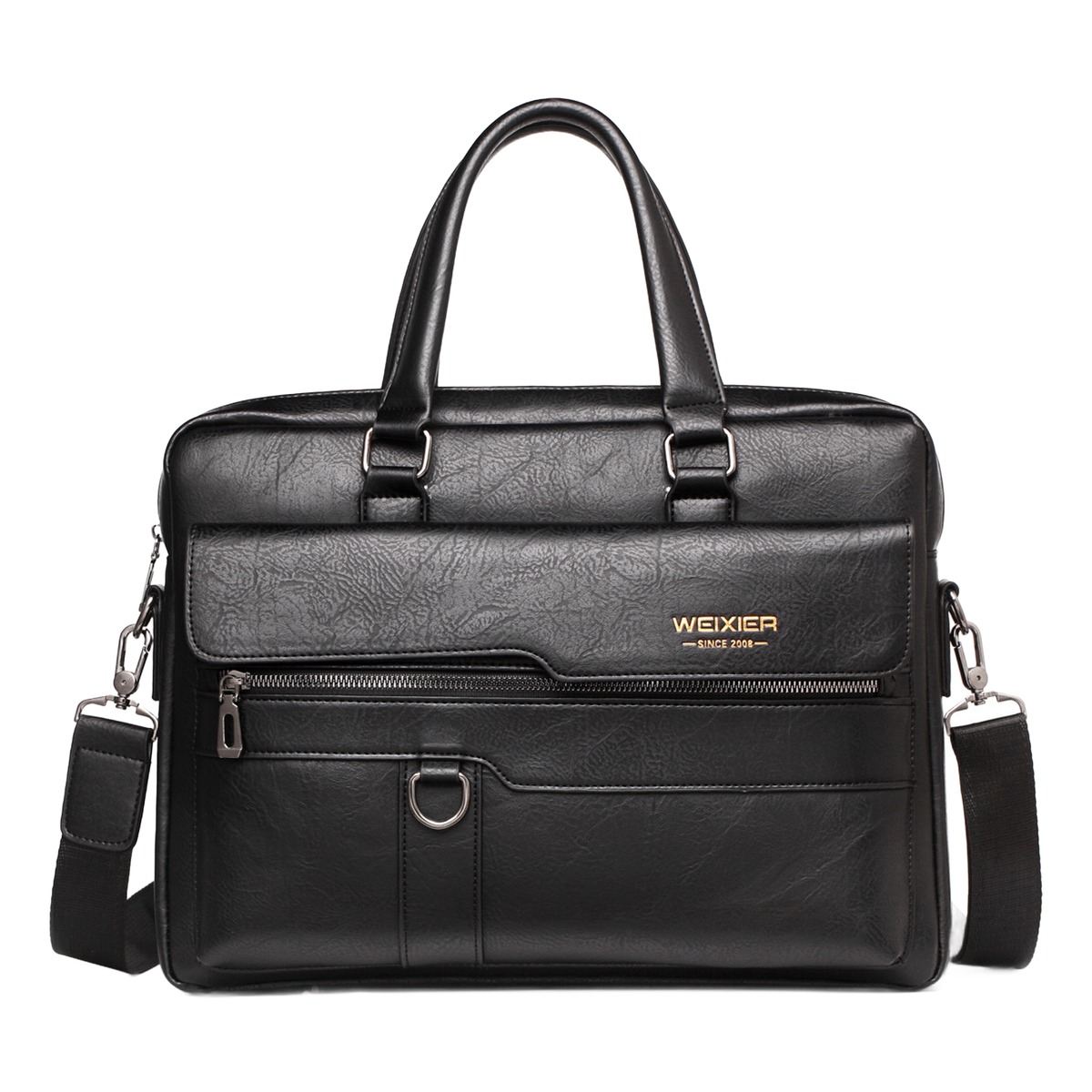 Sacoche bandoulière homme porte-documents en cuir PU brun 5 Sacoche bandoulière homme porte-documents en cuir PU brun, vue arriere