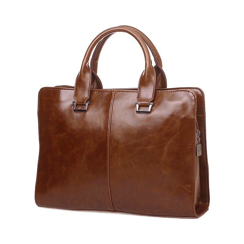 Sacoche bandoulière homme porte-documents en cuir PU lisse 1 Sacoche bandoulière homme porte-documents en cuir PU lisse, vue principale