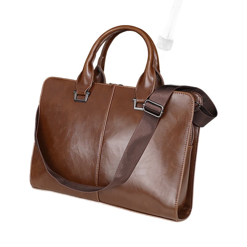 Sacoche bandoulière homme porte-documents en cuir PU lisse 3 Sacoche bandoulière homme porte-documents en cuir PU lisse, vue de face