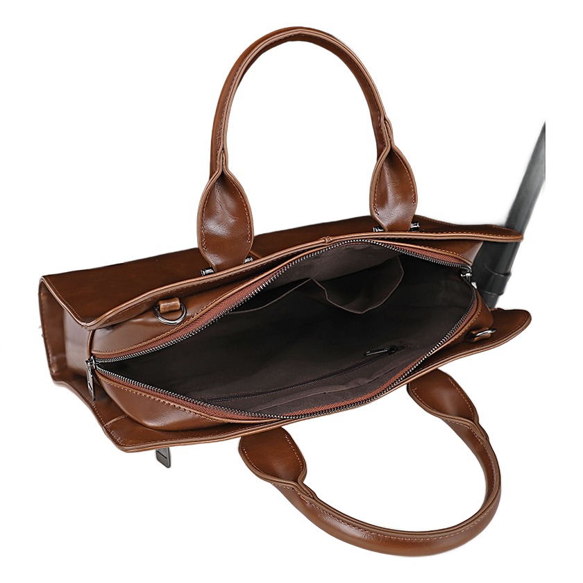 Sacoche bandoulière homme porte-documents en cuir PU lisse 5 Sacoche bandoulière homme porte-documents en cuir PU lisse, vue arriere