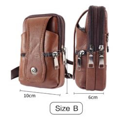 Sacoche ceinture homme en cuir, deux tailles au choix, vue de trois quarts