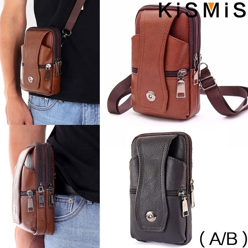 Sacoche ceinture homme en cuir, deux tailles au choix 3 Sacoche ceinture homme en cuir, deux tailles au choix, vue de face