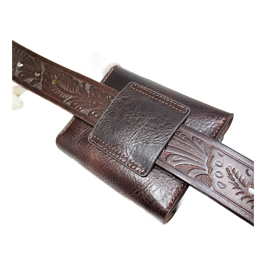 Sacoche ceinture homme en cuir, format porte-cartes 4 Sacoche ceinture homme en cuir, format porte-cartes, detail