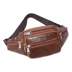 Sacoche ceinture homme en cuir pleine fleur, multipoches, vue principale