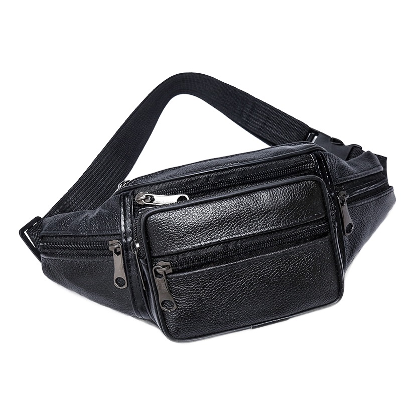 Sacoche ceinture homme en cuir pleine fleur, multipoches 3 Sacoche ceinture homme en cuir pleine fleur, multipoches, vue de face