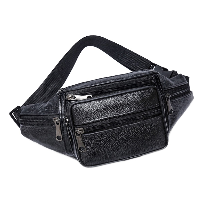 Sacoche ceinture homme en cuir PU, format plat 1 Sacoche ceinture homme en cuir PU, format plat, vue principale