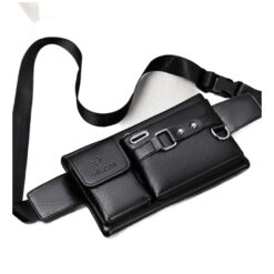 Sacoche ceinture homme en cuir PU, grande contenance, vue principale
