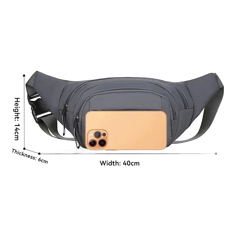 Sacoche ceinture homme en nylon pour téléphone, format compact 3 Sacoche ceinture homme en nylon pour téléphone, format compact, vue de face