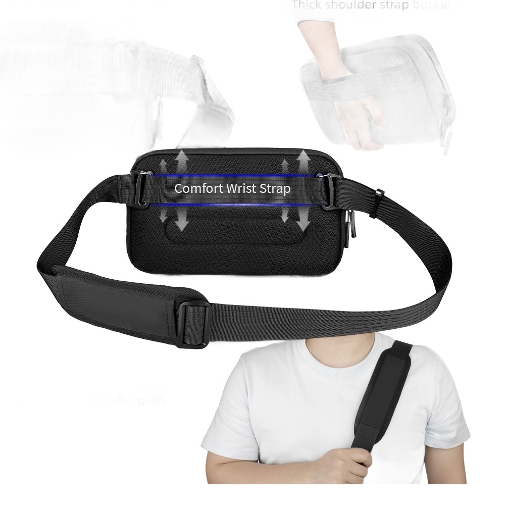Sacoche ceinture homme minimaliste en tissu technique lamellé 2 Sacoche ceinture homme minimaliste en tissu technique lamellé, vue de trois quarts
