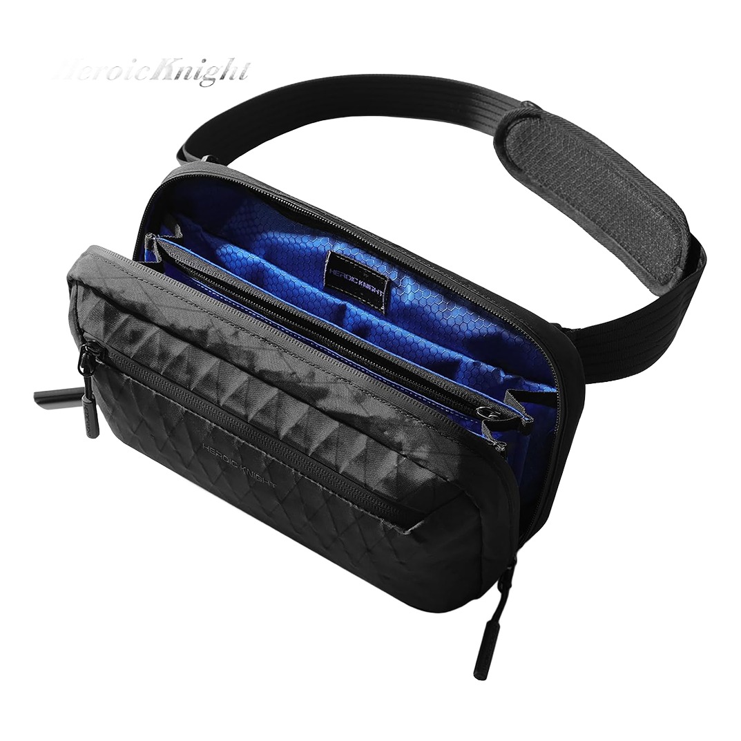 Sacoche ceinture homme minimaliste en tissu technique lamellé 3 Sacoche ceinture homme minimaliste en tissu technique lamellé, vue de face