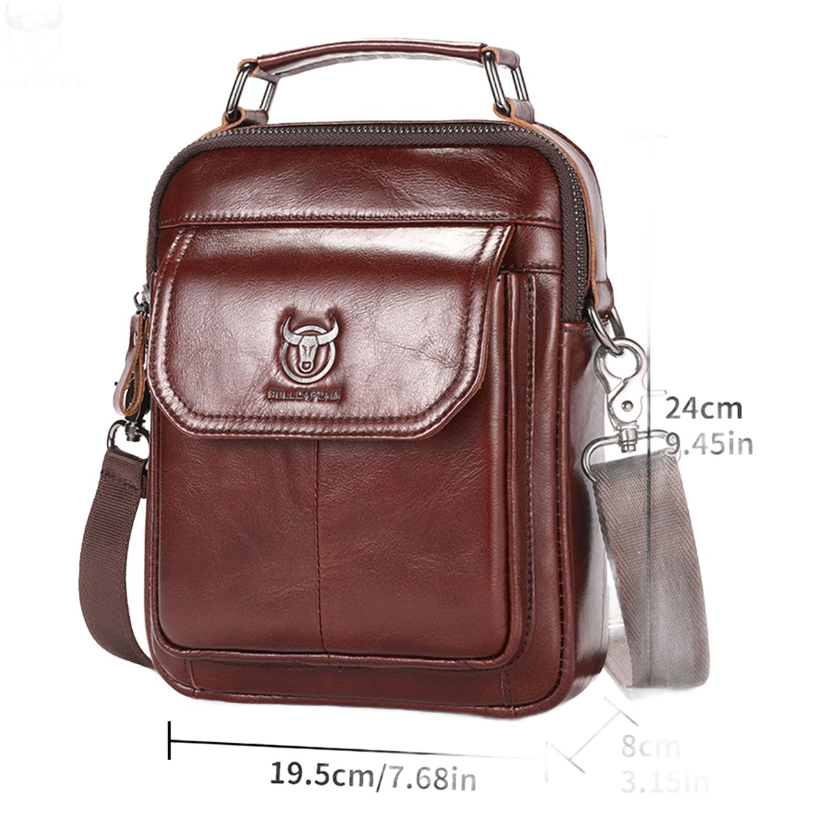 Sacoche homme cuir à rabat, doublure cuir, format compact 5 Sacoche homme cuir à rabat, doublure cuir, format compact, vue arriere
