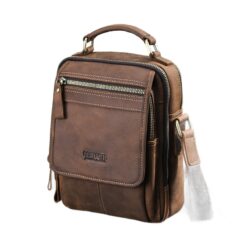 Sacoche homme cuir crazy horse compacte, poignee, bandouliere, vue principale