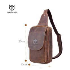 Sacoche homme cuir de poitrine en cuir cire, vue de trois quarts