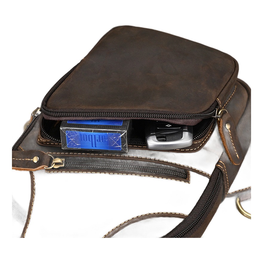 Sacoche homme cuir de vache, format tablette 9,7 pouces 6 Sacoche homme cuir de vache, format tablette 9,7 pouces, vue de profil