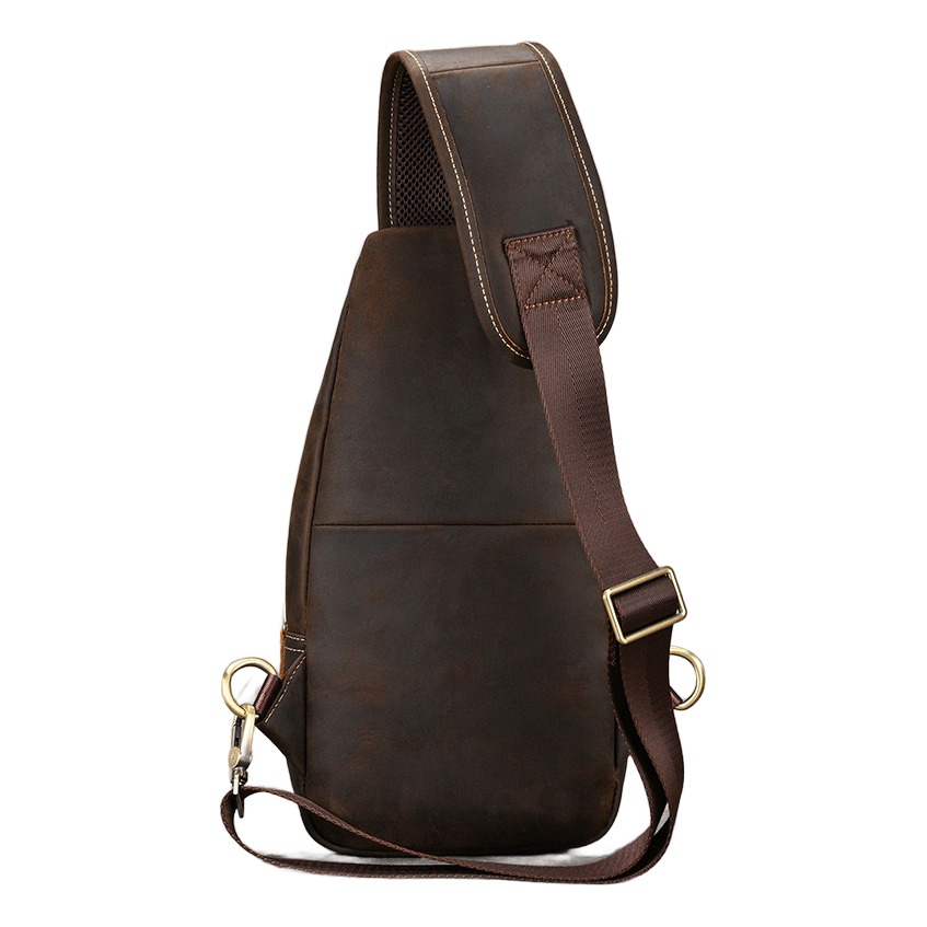 Sacoche homme cuir de vache, portage poitrine 3 Sacoche homme cuir de vache, portage poitrine, vue de face