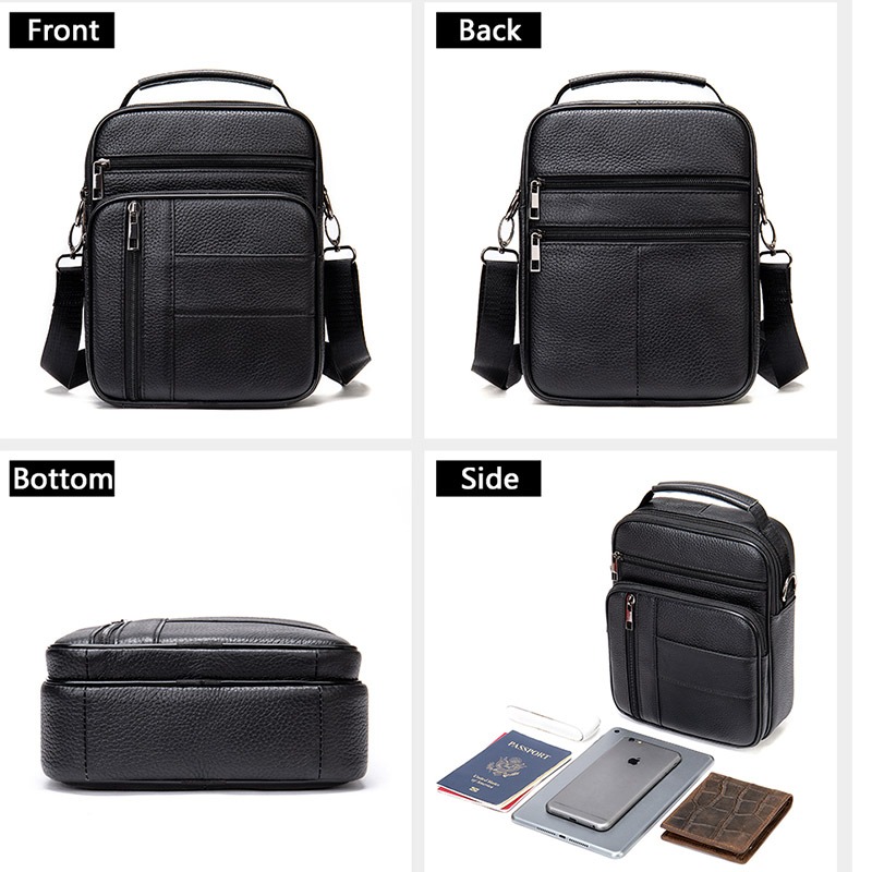 Sacoche homme cuir format tablette, 25 x 19 cm 6 Sacoche homme cuir format tablette, 25 x 19 cm, vue de profil