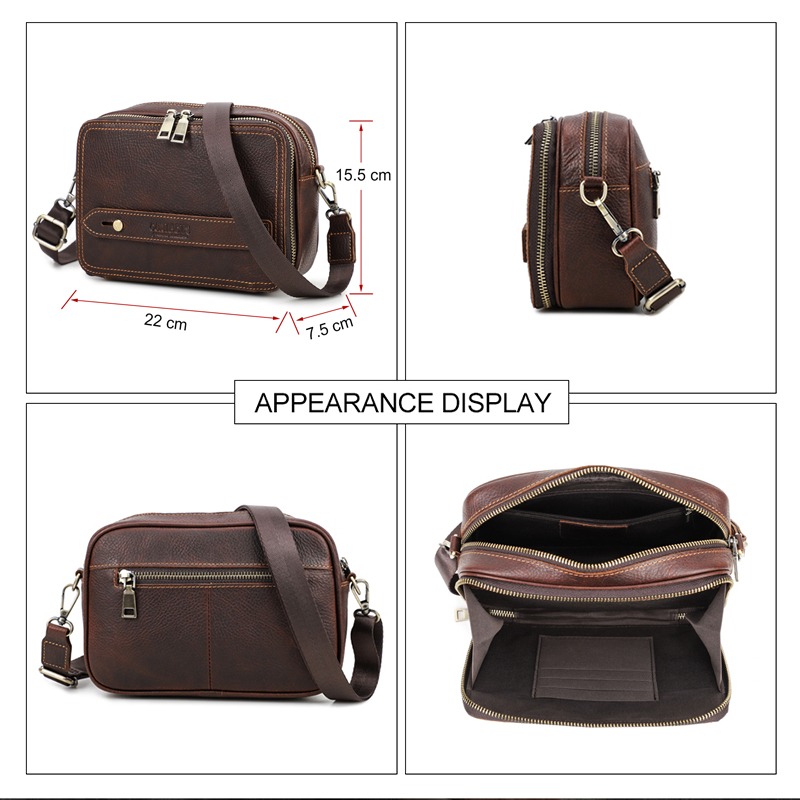 Sacoche homme cuir mini en cuir veritable retro 3 Sacoche homme cuir mini en cuir veritable retro, vue de face