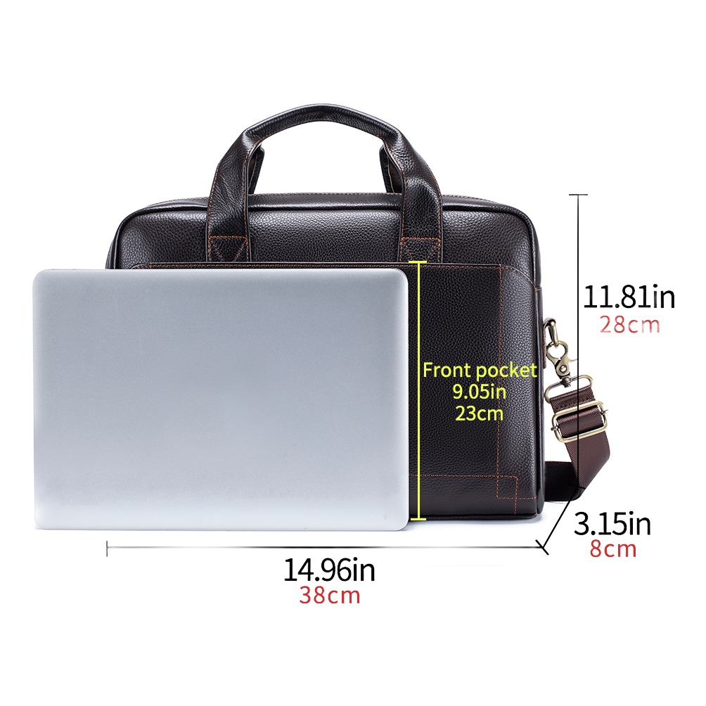 Sacoche homme cuir porte documents en peau de vache 3 Sacoche homme cuir porte documents en peau de vache, vue de face