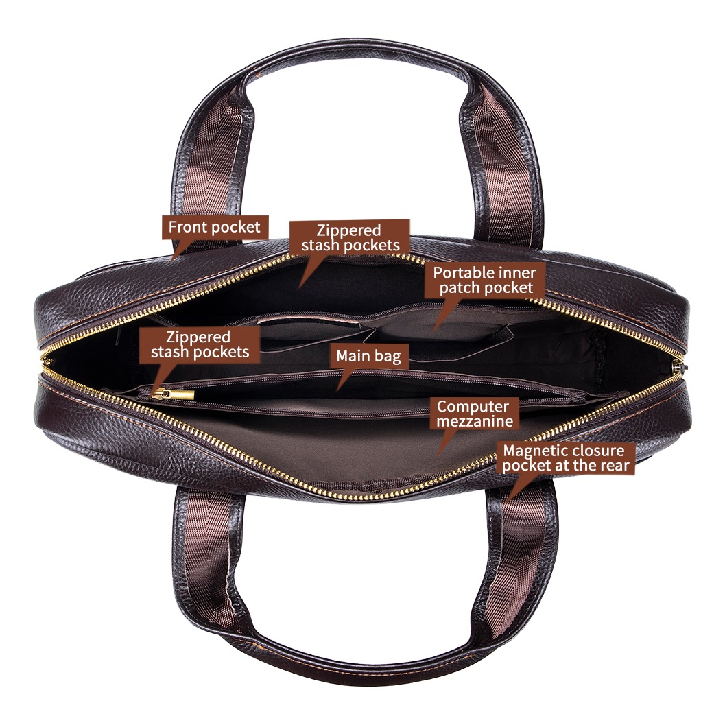 Sacoche homme cuir porte documents en peau de vache 4 Sacoche homme cuir porte documents en peau de vache, detail