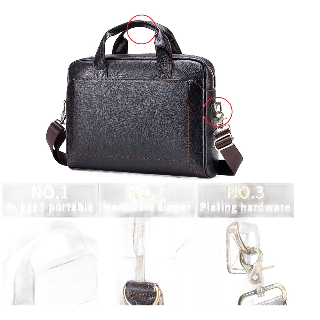 Sacoche homme cuir porte documents en peau de vache 5 Sacoche homme cuir porte documents en peau de vache, vue arriere