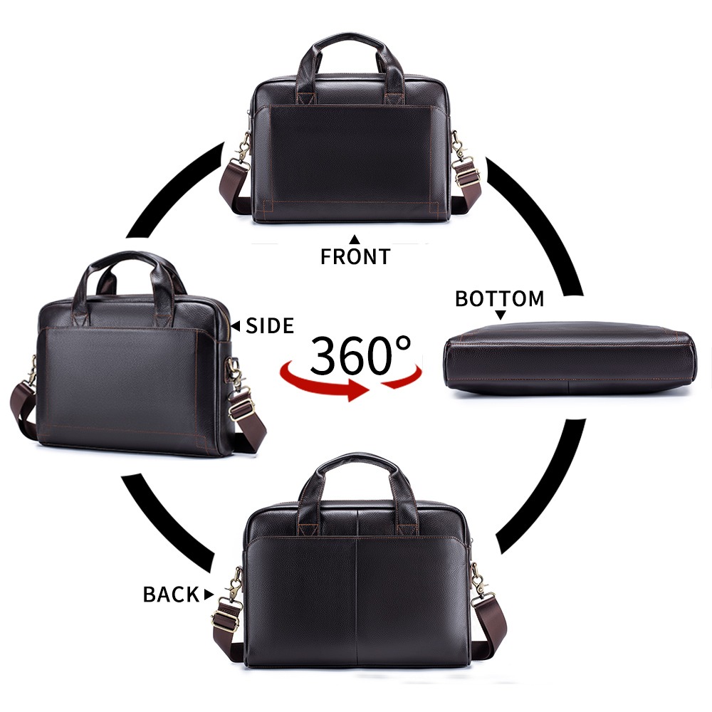 Sacoche homme cuir porte documents en peau de vache 6 Sacoche homme cuir porte documents en peau de vache, vue de profil
