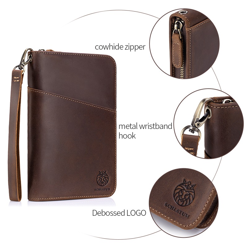 Sacoche homme cuir, porte-passeport familial en cuir avec blocage RFID 2 Sacoche homme cuir, porte-passeport familial en cuir avec blocage RFID, vue de trois quarts