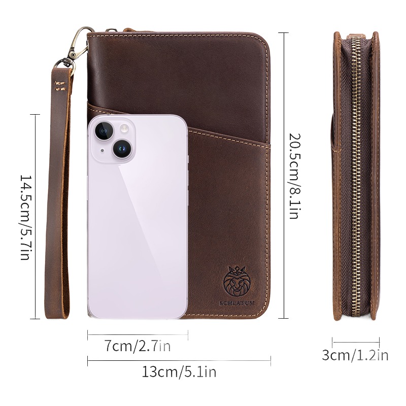 Sacoche homme cuir, porte-passeport familial en cuir avec blocage RFID 3 Sacoche homme cuir, porte-passeport familial en cuir avec blocage RFID, vue de face