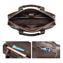 Sacoche homme cuir pour ordinateur portable 15,6 pouces, vue de trois quarts
