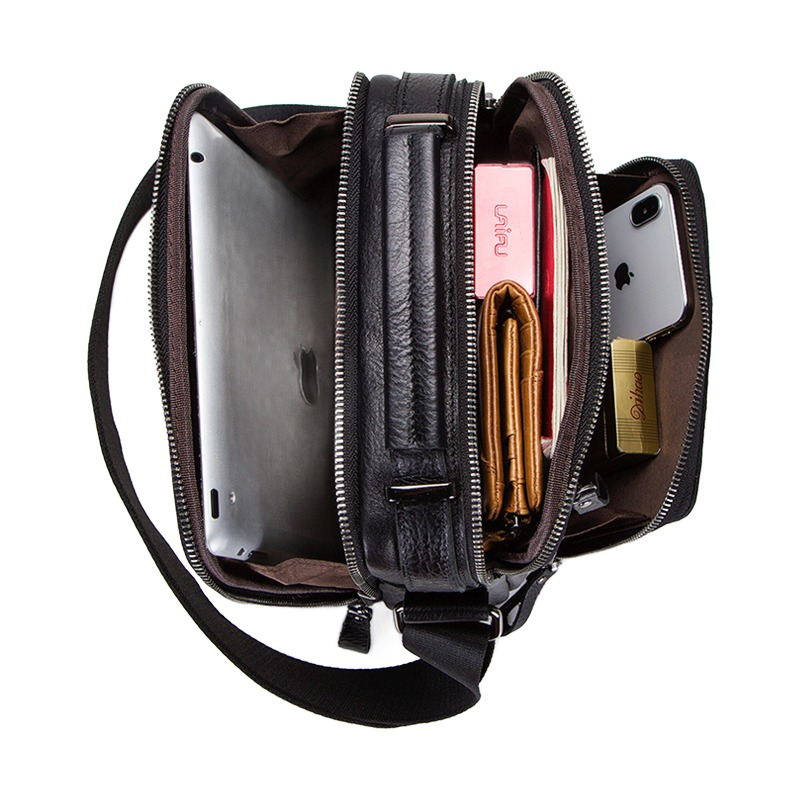 Sacoche homme cuir pour tablette 9,7 pouces, bandoulière 3 Sacoche homme cuir pour tablette 9,7 pouces, bandoulière, vue de face