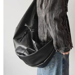 Sacoche homme cuir PU bandoulière, forme boulette élégante, vue principale