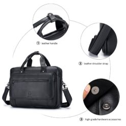 Sacoche homme cuir rigide pour ordinateur 16 pouces, vue de trois quarts