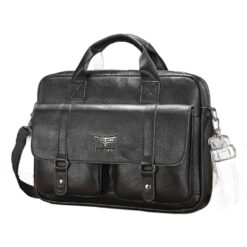 Sacoche homme cuir véritable porte-documents, deux poches, 47 cm, vue principale