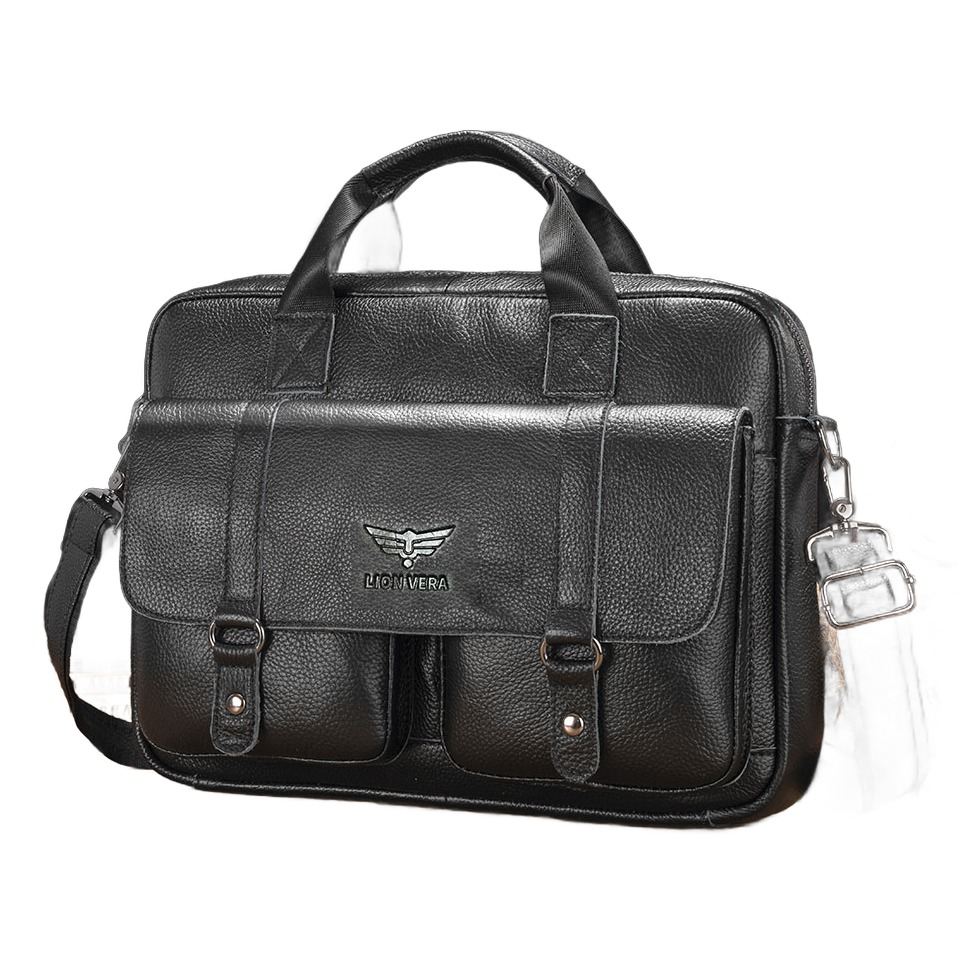 Sacoche homme cuir véritable porte-documents, deux poches, 47 cm 1 Sacoche homme cuir véritable porte-documents, deux poches, 47 cm, vue principale