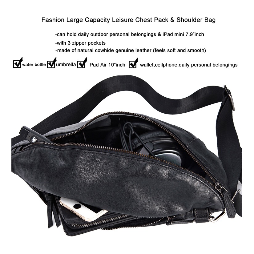 Sacoche homme cuir véritable souple, bandoulière, noire, 32 cm 5 Sacoche homme cuir véritable souple, bandoulière, noire, 32 cm, vue arriere