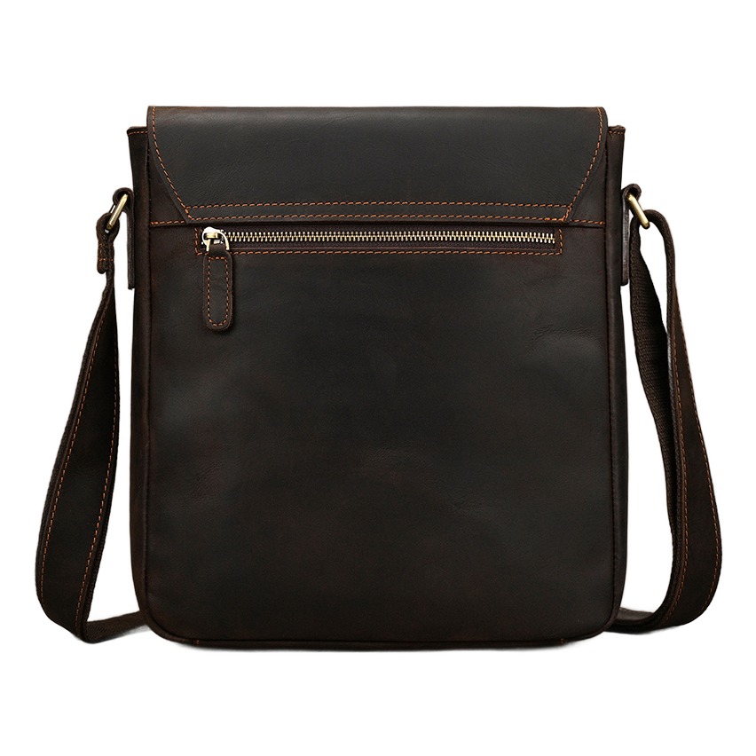 Sacoche homme cuir vintage a bandouliere large 5 Sacoche homme cuir vintage a bandouliere large, vue arriere