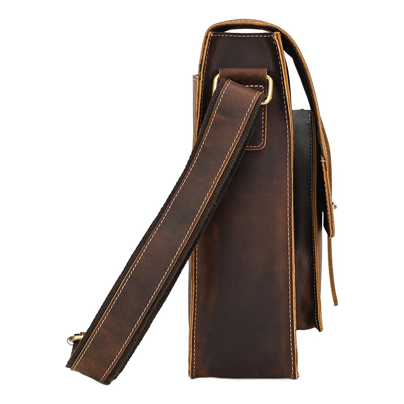 Sacoche homme cuir vintage en peau de vache souple 3 Sacoche homme cuir vintage en peau de vache souple, vue de face