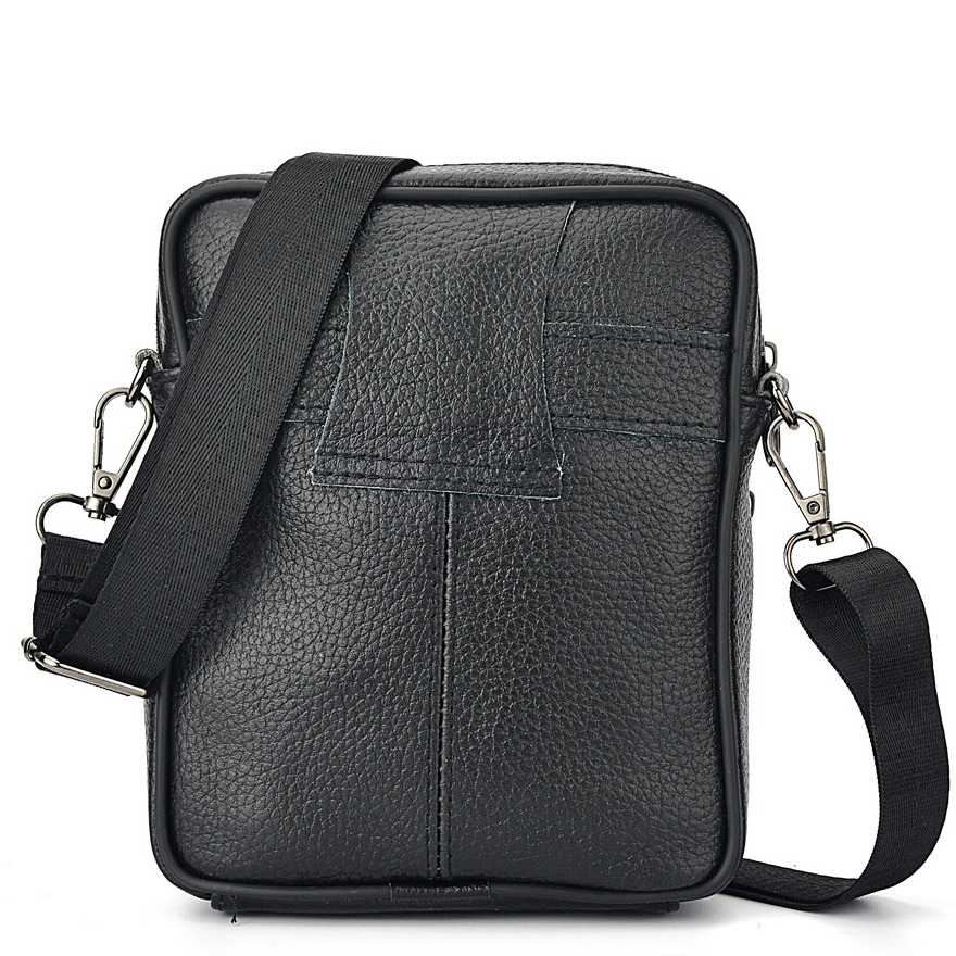 Sacoche homme en cuir, bandouliere zippee 5 Sacoche homme en cuir, bandouliere zippee, vue arriere