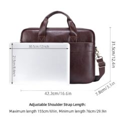 Sacoche ordinateur homme en cuir de vache, porte-documents souple, vue de trois quarts