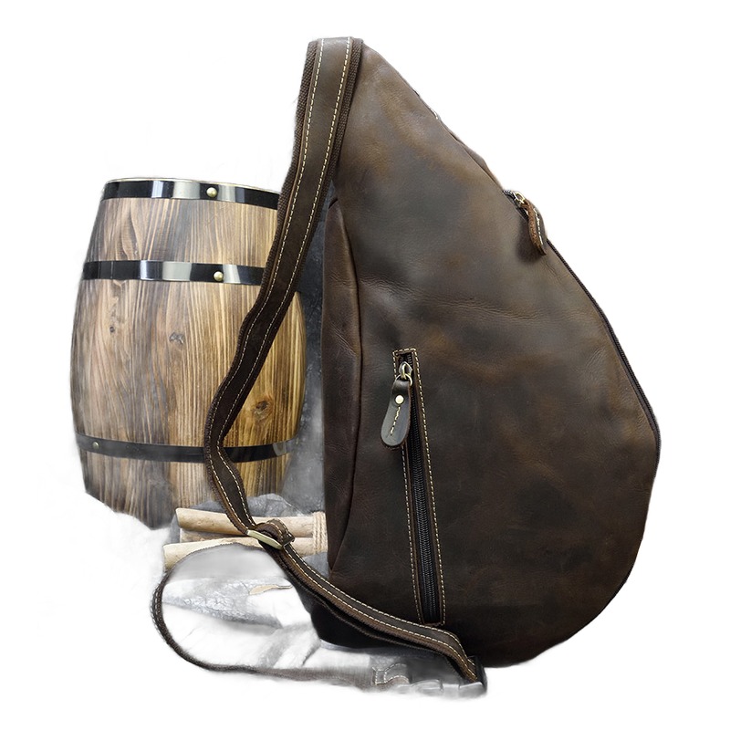 Sacoche poitrine homme en cuir véritable, grand format, quatre tons 6 Sacoche poitrine homme en cuir véritable, grand format, quatre tons, vue de profil