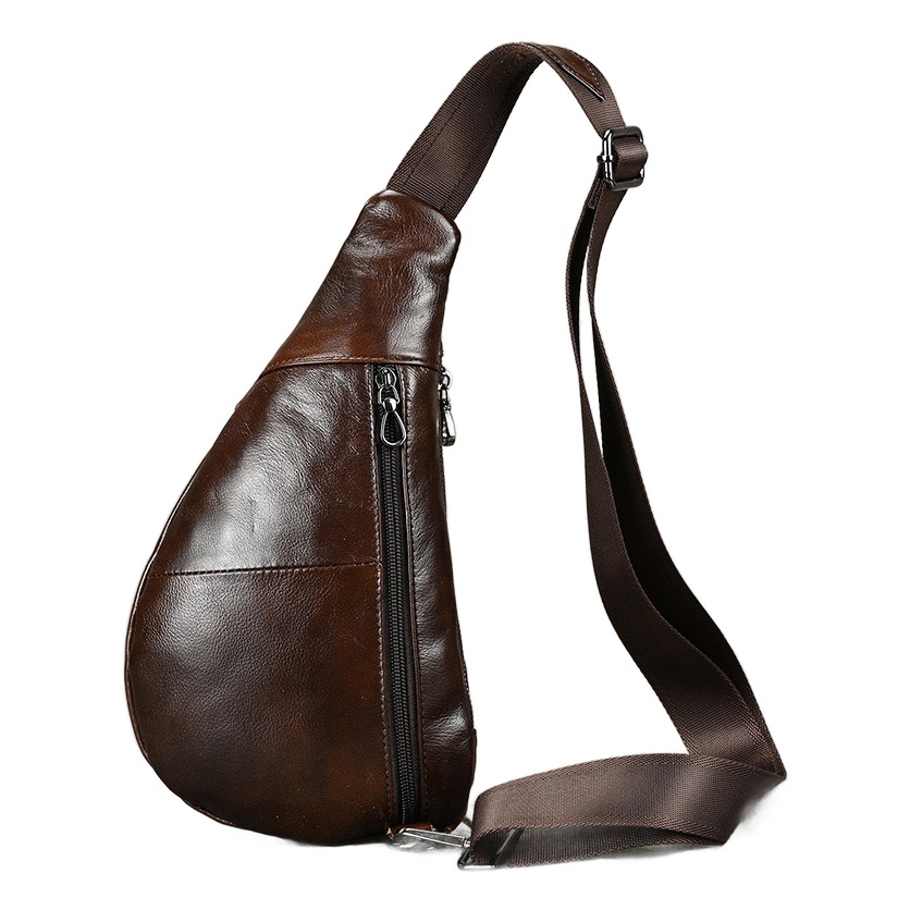 Sacoche poitrine homme en cuir véritable souple, format mini 3 Sacoche poitrine homme en cuir véritable souple, format mini, vue de face