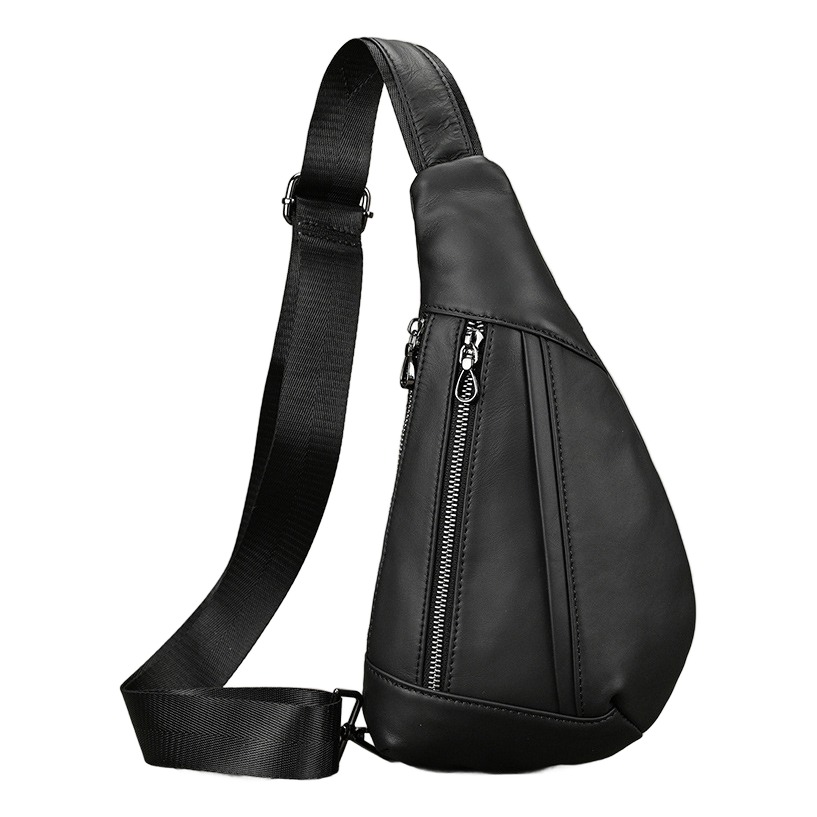 Sacoche poitrine homme en cuir véritable souple, format mini 4 Sacoche poitrine homme en cuir véritable souple, format mini, detail