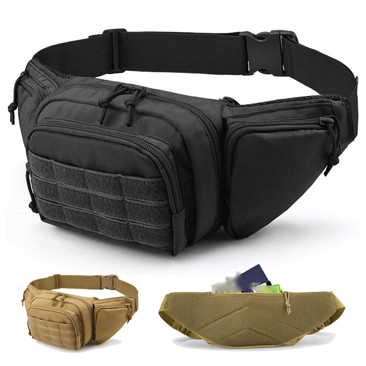 Sacoche tactique homme de ceinture en nylon, 280 g, deux coloris 3 Sacoche tactique homme de ceinture en nylon, 280 g, deux coloris, vue de face