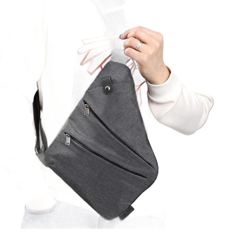 Sacoche tactique homme de poitrine antivol, port gauche ou droit 4 Sacoche tactique homme de poitrine antivol, port gauche ou droit, detail