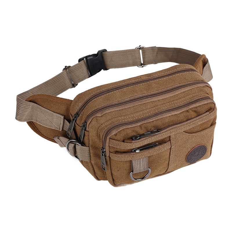 Sacoche tactique homme en toile de coton, port ceinture ou torse 3 Sacoche tactique homme en toile de coton, port ceinture ou torse, vue de face