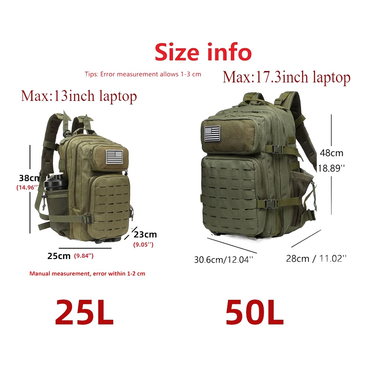 Sacoche tactique homme, sac à dos tactique homme 25 ou 50 L, déperlant 2 Sacoche tactique homme, sac à dos tactique homme 25 ou 50 L, déperlant, vue de trois quarts