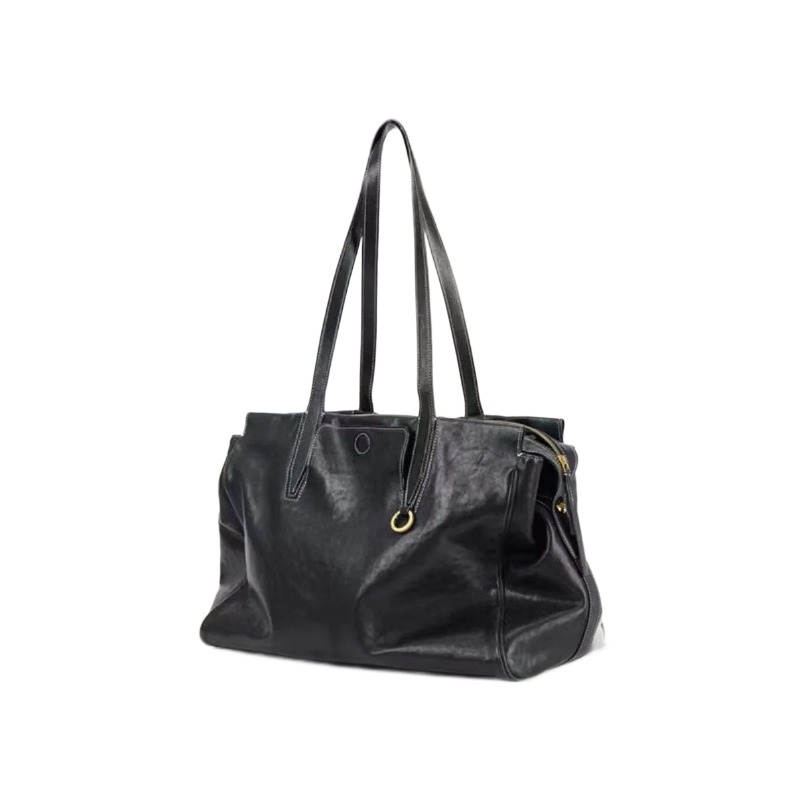 Tote bag homme en cuir de grande capacite 2 Tote bag homme en cuir de grande capacite, vue de trois quarts